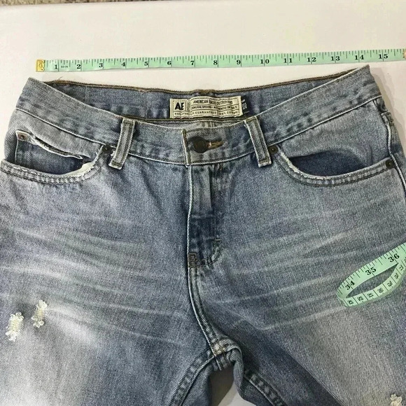 American Eagle Womens 6 Fray Hem Bootcut Jeans Mid Rise Distressed Boho 70s Y2K - Picture 9 of 11